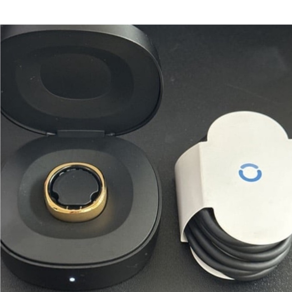 Gold Smart Ring with Charging Case